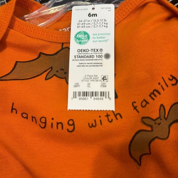 Carter's Just One You Baby Bat Striped Halloween Top and Bottom Set Size 6M - Picture 5 of 5